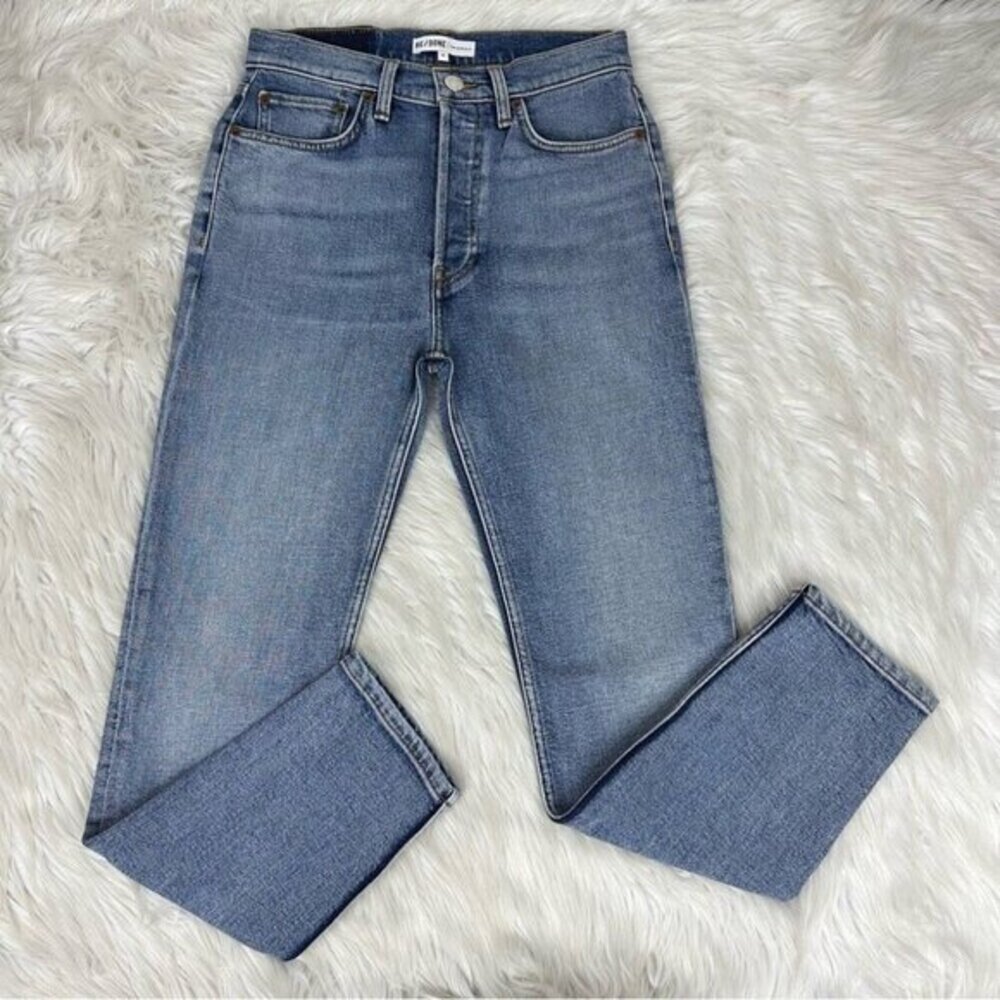 RE/DONE High Rise Ankle Crop Mid 90s Fit Finish Skinny Jeans‎ Women Waist 26 -28